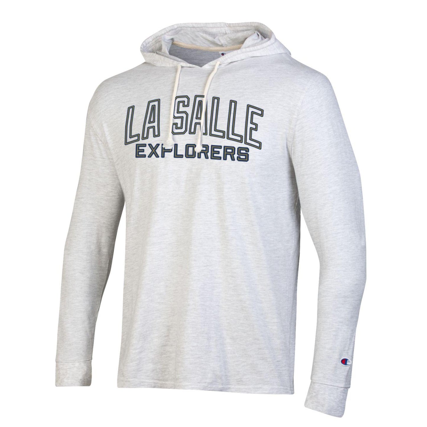 Champion Light Gray Lightweight hooded long sleeve t-shirt