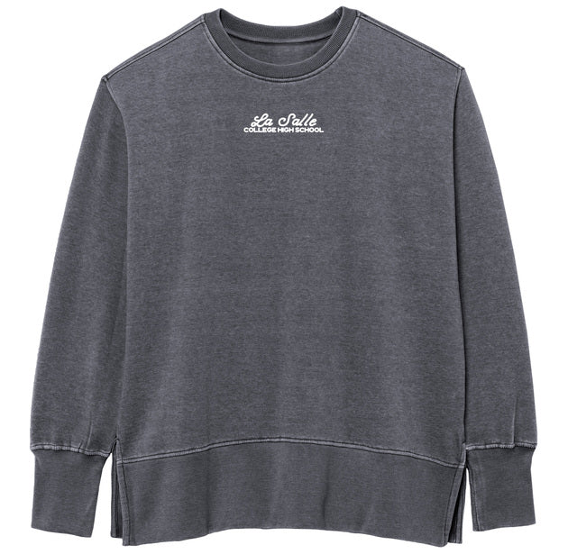 League Women”s Weathered Fleece Crew Heather Navy