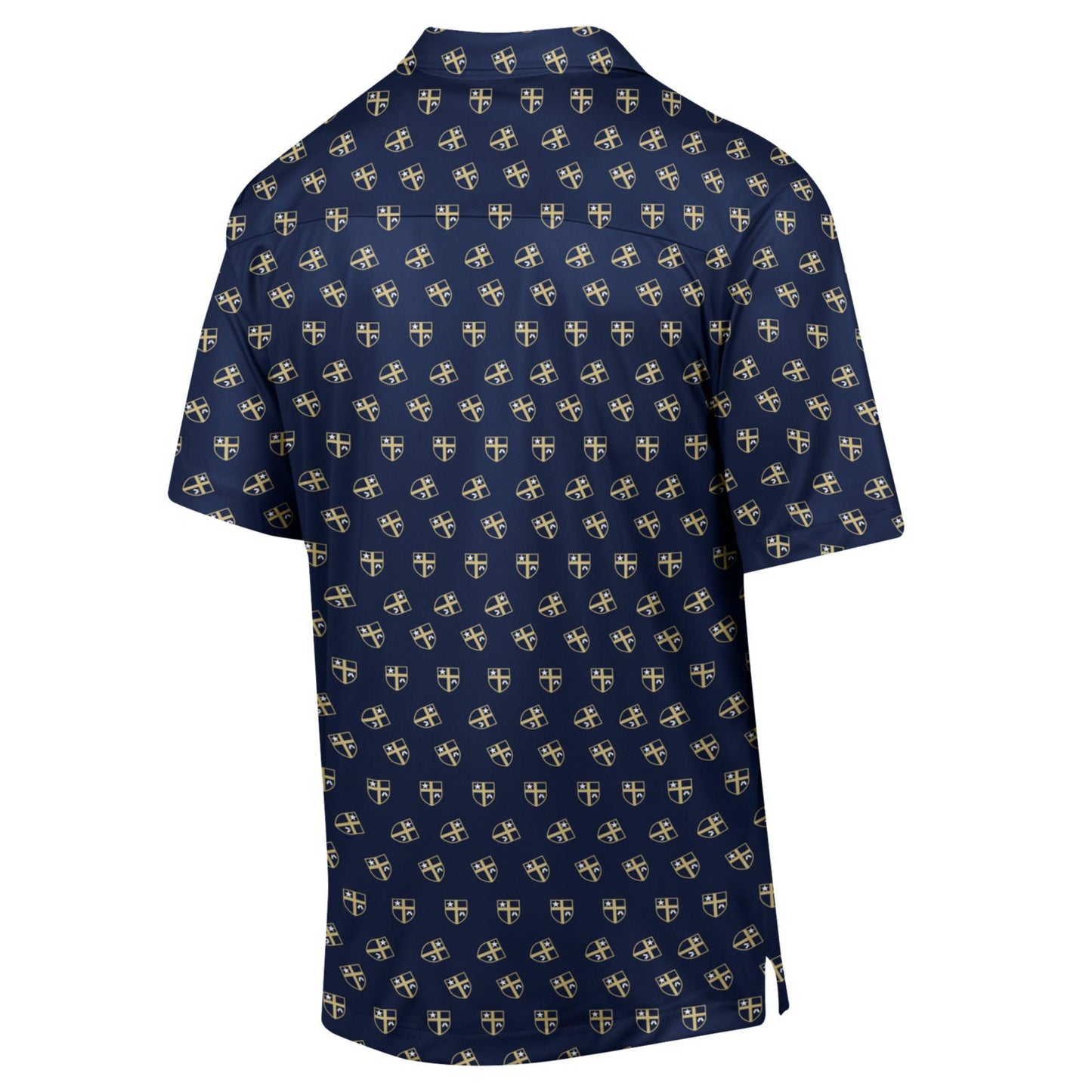 NAVY BUTTON SHIELD ALL OVER SHORT SLEEVE