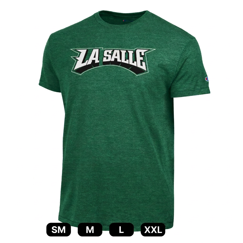 Champion La Salle t-shirt photo with SM, M, L, and XXL badges