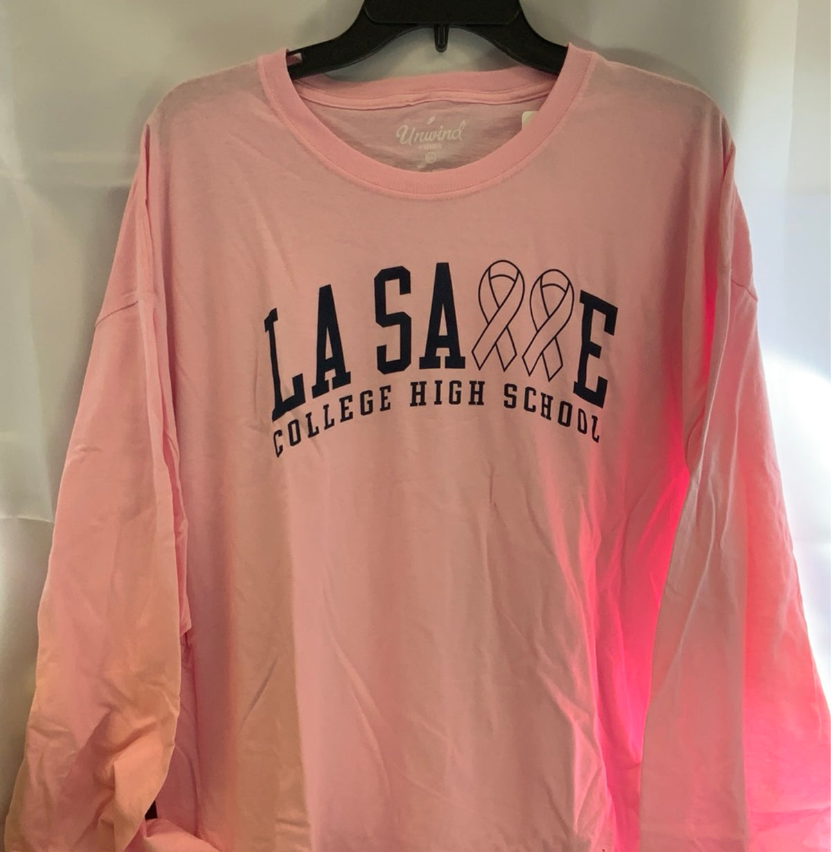 ES Sports unisex BC Ribbon Long Sleeve T-Shirt-LIGHT PINK: Medium