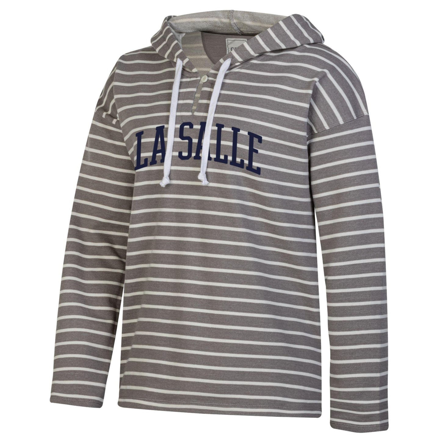 Women's Terry Stripped Hooded Shirt (Tan or Grey)