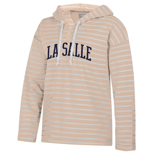 Women's Terry Stripped Hooded Shirt (Tan or Grey)